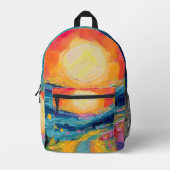 Abstrakter Sonnenuntergang auf dem Feld Bedruckter Rucksack (Vorderseite)