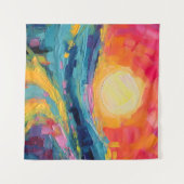 Abstrakter Sonnenuntergang auf dem Feld Wandteppich (Vorderseite (Horizontal))