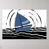 Abstrakter Sonnenuntergang, der das Meer segelt, w Poster (Vorne)