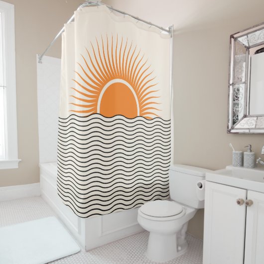 Abstrakter Sonnenuntergang: geometrische boho Deko Duschvorhang (Beispiel)
