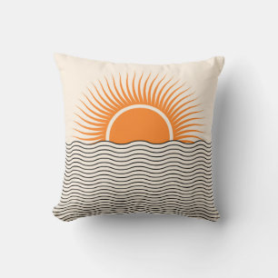 Abstrakter Sonnenuntergang: geometrische boho Deko Kissen
