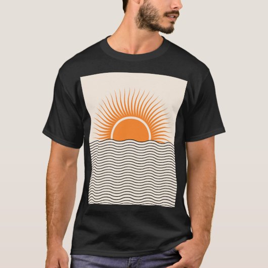 Abstrakter Sonnenuntergang: geometrische boho Deko T-Shirt (Vorderseite)