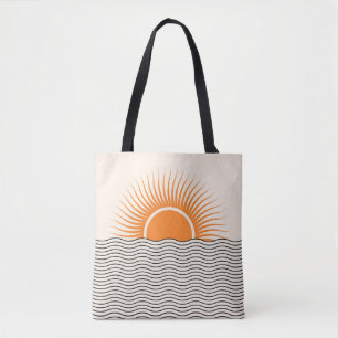 Abstrakter Sonnenuntergang: geometrische boho Deko Tasche