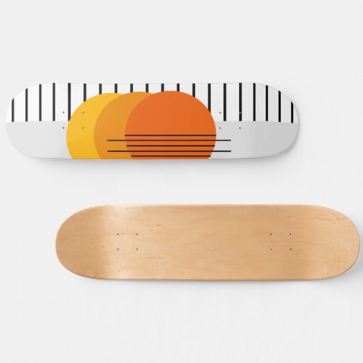 Abstrakter Sonnenuntergang Schwarz-weiß orange Gel Skateboard (Horizontal)