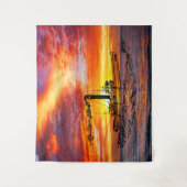 Abstrakter Sonnenuntergang über dem Ozean - Segeln Wandteppich (Vorderseite)