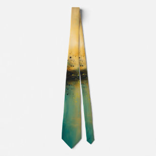 Abstrakter Sonnenuntergang über türkisfarbenen Gew Krawatte