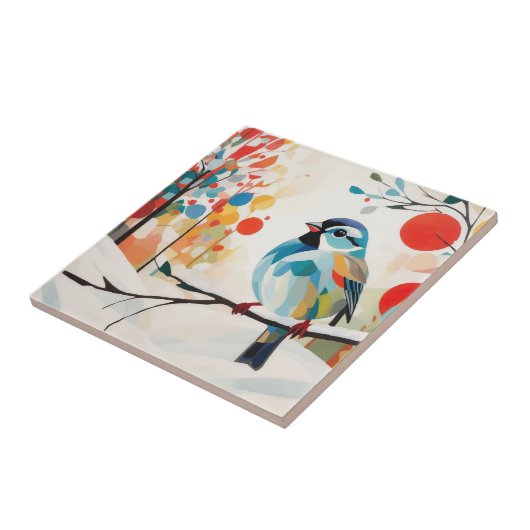 Abstrakter Spargel im Whimsikwinterwald Fliese (Seite)