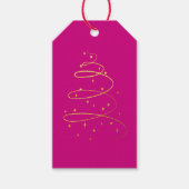 Abstrakter Sparkling Gold Weihnachtsbaum auf Magen Geschenkanhänger (Vorderseite)