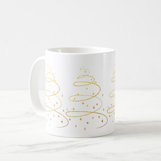 Abstrakter Sparkling Gold Weihnachtsbaum Kaffeetasse (Vorderseite Links)