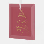 Abstrakter Sparkling Gold Weihnachtsbaum Ornament Aus Glas (Vorderseite links)