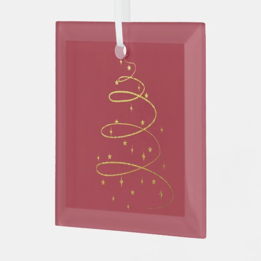Abstrakter Sparkling Gold Weihnachtsbaum Ornament Aus Glas (Vorderseite links)
