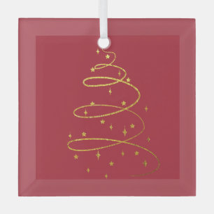 Abstrakter Sparkling Gold Weihnachtsbaum Ornament Aus Glas