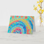 Abstrakter Spaß Blau Moderne Karte (Gelbe Blume)