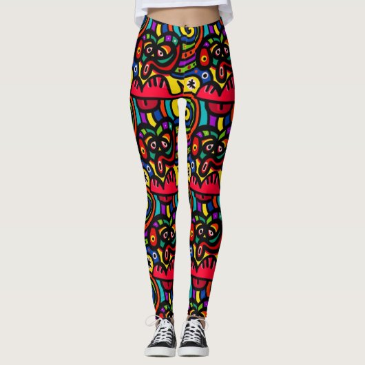 Abstrakter Spaß Farbige Leggings (Vorderseite)