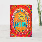 Abstrakter Spaß und modernes Rotes Glück zum Gebur Karte (Vorderseite)