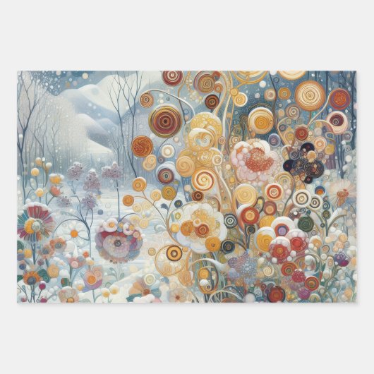 Abstrakter Spaß Winter Wunderland Kunst, Dichtung Geschenkpapier Set (Vorderseite 3)