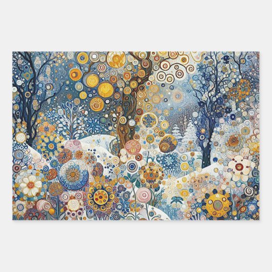 Abstrakter Spaß Winter Wunderland Kunst, Dichtung Geschenkpapier Set (Vorderseite 2)