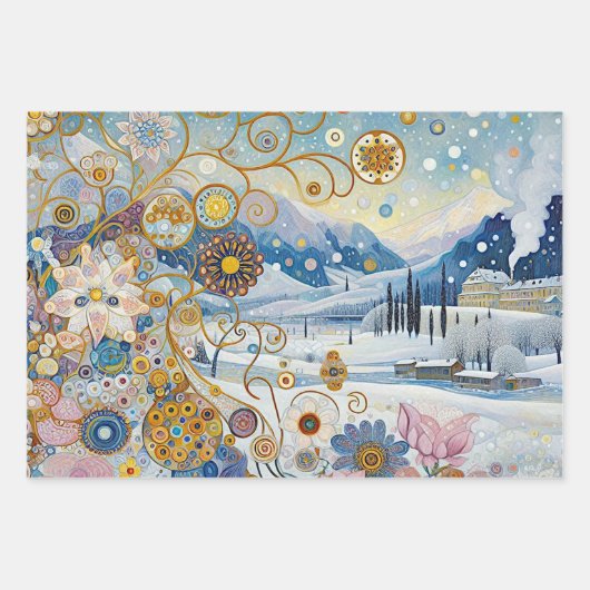 Abstrakter Spaß Winter Wunderland Kunst, Dichtung Geschenkpapier Set (Vorderseite)