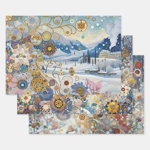 Abstrakter Spaß Winter Wunderland Kunst, Dichtung  Geschenkpapier Set
