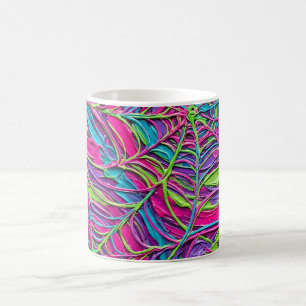 Abstrakter Spinnennetz-Spitzen-Neon-Coffee-Mug in Kaffeetasse