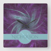 Abstrakter Spiral aus Monogramm-Individuelle Name Quadratische Wanduhr (Vorderseite)