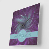 Abstrakter Spiral aus Monogramm-Individuelle Name Quadratische Wanduhr (Winkel)