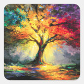 Abstrakter spiritueller Naturbaum des Lebens Quadratischer Aufkleber (Vorderseite)