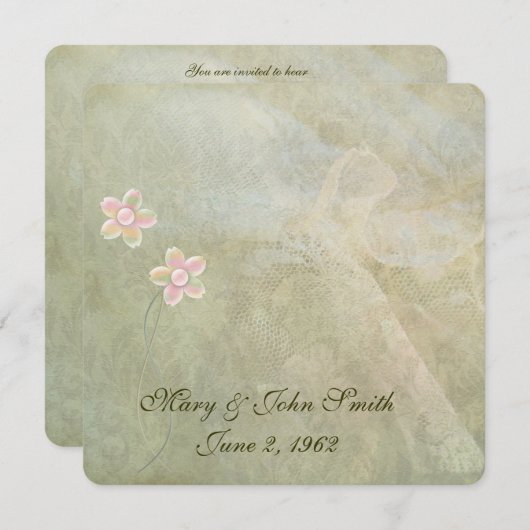 Abstrakter Spitzenplatz Vow Renewal Einladung (Vorne/Hinten)