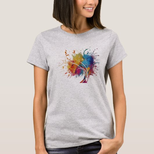 Abstrakter Splash Tree Art Design T-Shirt (Vorderseite)