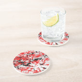 Abstrakter Splash und Tropfen in Schwarz und Rot Getränkeuntersetzer (Seite)