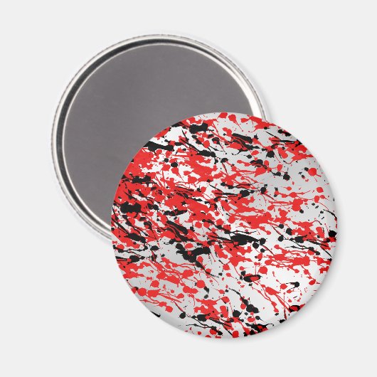Abstrakter Splash und Tropfen in Schwarz und Rot Magnet (Vorderseite/Rückseite)