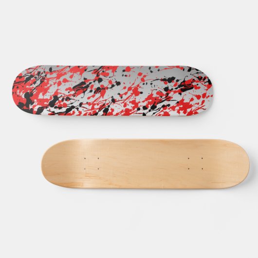 Abstrakter Splash und Tropfen in Schwarz und Rot Skateboard (Horizontal)