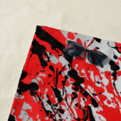 Abstrakter Splash und Tropfen in Schwarz und Rot Strandtuch (Beispiel)