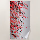 Abstrakter Splash und Tropfen in Schwarz und Rot Strandtuch (Vorderseite)