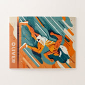 Abstrakter Sportjunge Läufer. Moderne Aktivität Puzzle (Horizontal)