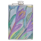 Abstrakter Spring Crocus Vinyl Wrapped Flask Flachmann (Vorderseite)