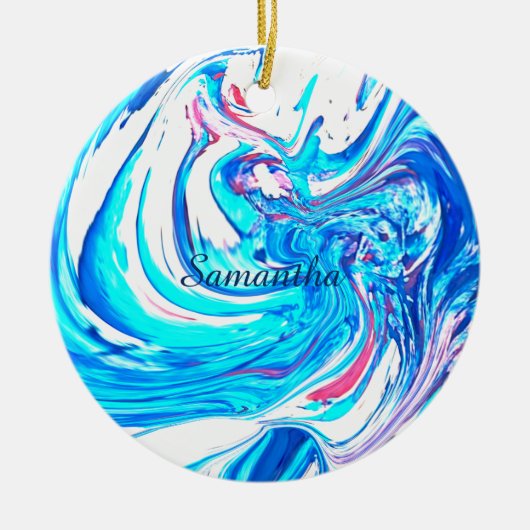 Abstrakter Spritzer Acrylmalerei Swirl Keramik Ornament (Vorne)