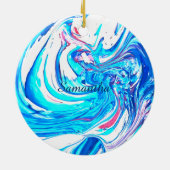 Abstrakter Spritzer Acrylmalerei Swirl Keramik Ornament (Hinten)