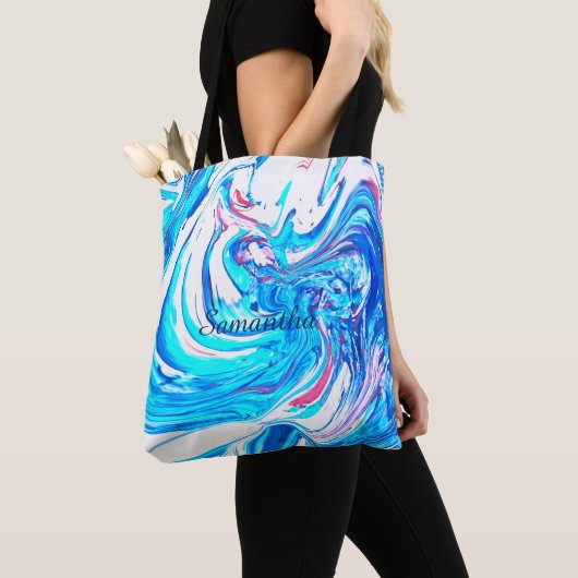 Abstrakter Spritzer  Acrylmalerei Swirl Tasche (Von Nahem)