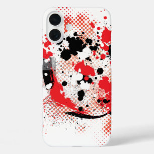 Abstrakter Spritzer in Rot und Schwarz iPhone 16 Plus Hülle