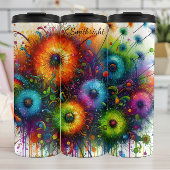 Abstrakter Spritzer mit explosionsartiger farbiger Thermosbecher