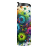 Abstrakter Spritzer mit explosionsartiger farbiger Thermosbecher (Nach rechts gedreht)