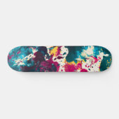 Abstrakter Spritzer Paint Aquamarin und Magenta Skateboard (Horizontal)
