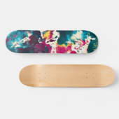 Abstrakter Spritzer Paint Aquamarin und Magenta Skateboard (Horizontal)