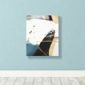 Abstrakter Spritzer Paint Black Neutrals Leinwanddruck (Insitu (Holzboden))