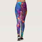 Abstrakter Spritzer Paint Rainbow, Cosmic Galaxy A Leggings (Rückseite)