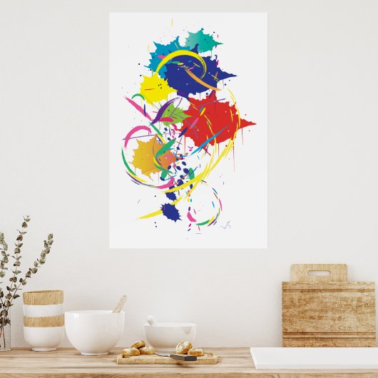 Abstrakter Spritzer Paint Vector Digitale Kunst Co Poster (Küche)