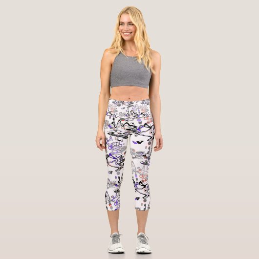 Abstrakter Spritzer Pinsel modern im Designstil Capri Leggings (Vorderseite)