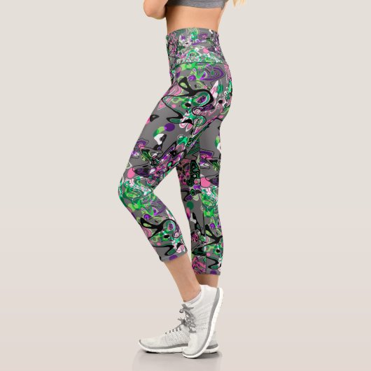 Abstrakter Spritzer Pinsel modern im Designstil Capri Leggings (Links)