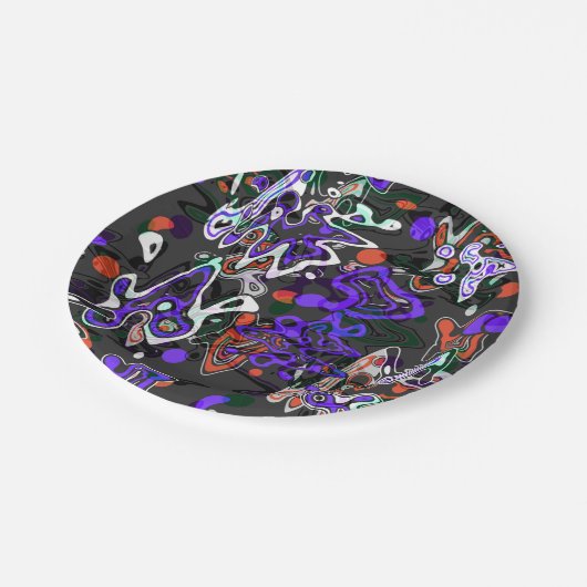 Abstrakter Spritzer Pinsel modern im Designstil Pappteller (Schrägansicht)